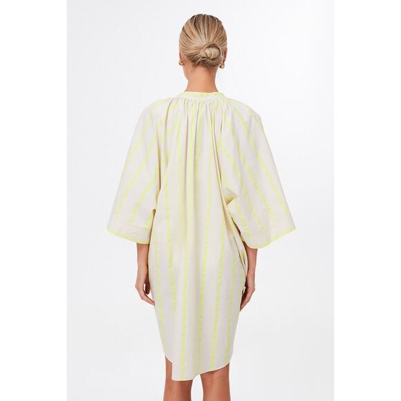 NWOT Pomander Place Tuckernuck Yellow and Tan Stripe Pia Coverup Dress Sz L - Picture 4 of 12